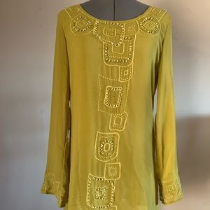 Yellow Green Beaded Tunic Dress